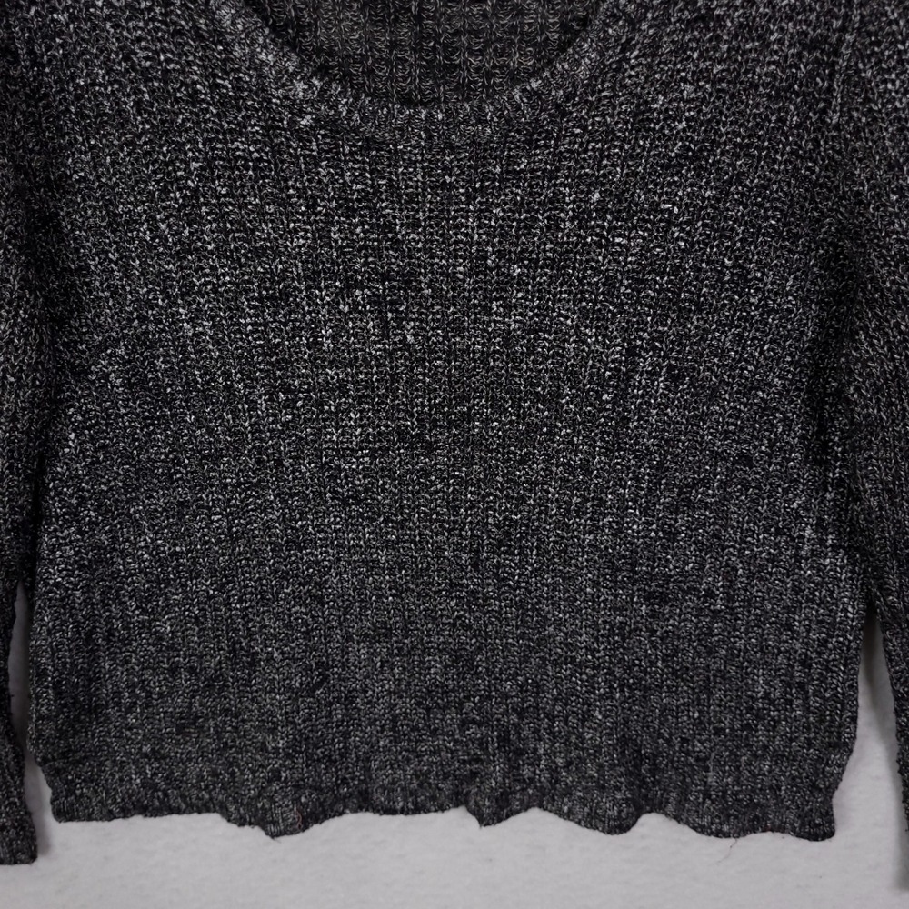 Eileen Fisher Scoop Neck Sweater Womens L Black White Marled Linen Blend Knit - Picture 7 of 13
